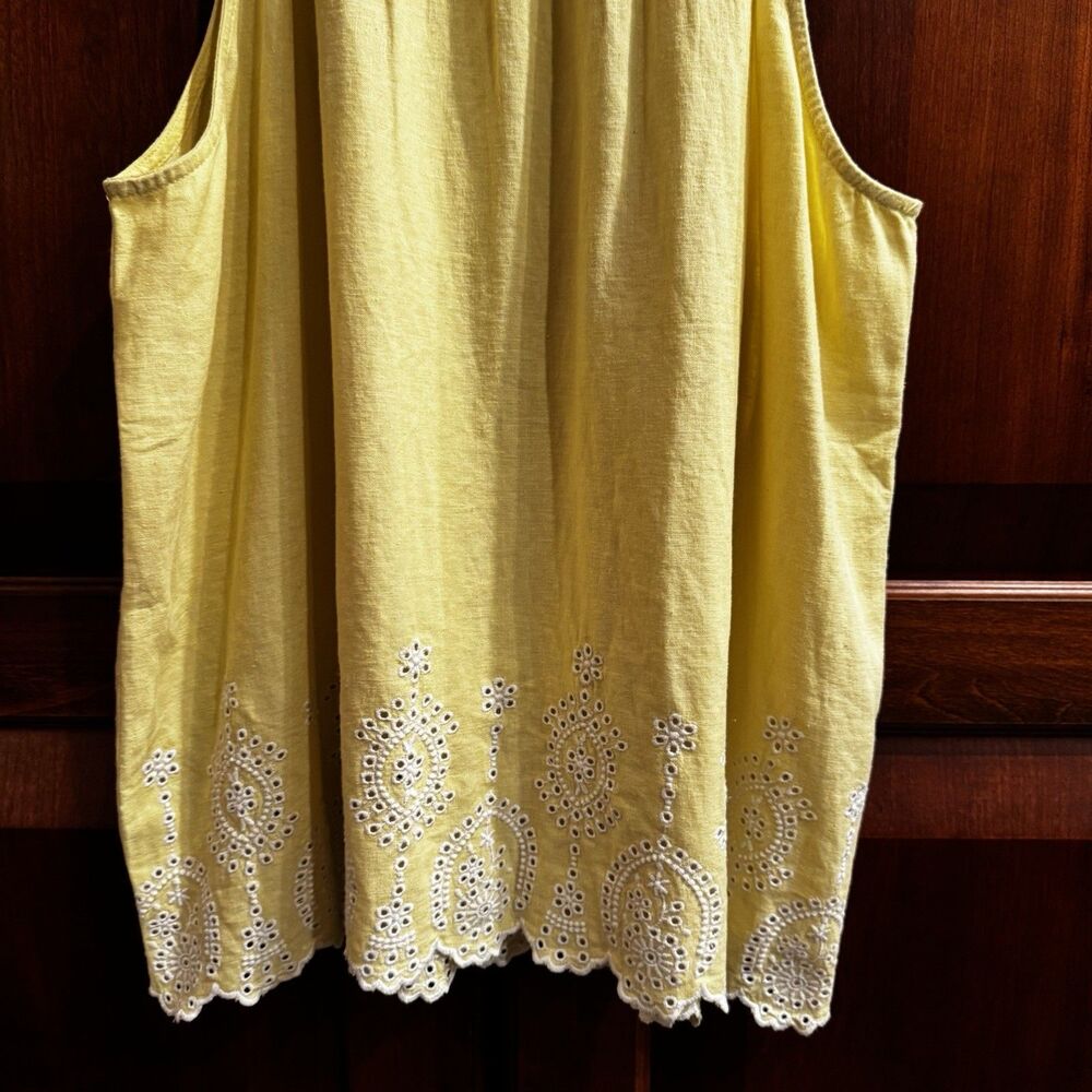 LOFT Yellow Linen Blend Eyelet Embroidered Sleeveless Tank Top NWT XL - Picture 8 of 16